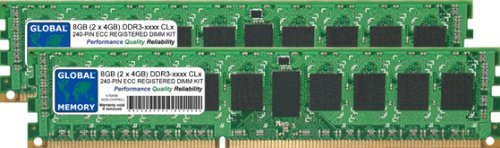 8GB (2 x 4GB) DDR3 800/1066/1333MHz 240-PIN ECC REGISTERED DIMM (RDIMM) MEMORY RAM KIT FOR SERVERS/WORKSTATIONS/MOTHERBOARDS (4 RANK KIT NON-CHIPKILL)