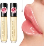 Lip Plumper Extreme Lip Gloss Enhancer Booster Volume, Lip Maximizer Plumping Gloss, Lip Repairing Reduce Lip Fine Lines, Eliminates Dryness Wrinkles, Enhances Plump Gloss (2pcs)