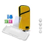 7en1 Kit de Protection Multifonction Portable Sac à main Housse de protection pour Console de Jeu Switch Lite (Jaune)