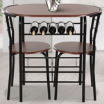 Small Table and 2 Chairs Rustic Metal Compact Breakfast Dining Furniture Bar Set