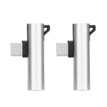 2 st USB C till 3,5 mm ljudadapter 2 i 1 Ljudladdning USB C till ljuduttag ABS USB C till ljuduttag för telefon surfplatta silver