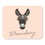 Mousepad Computer Notepad Office Brown Animal Farm Donkey Portrait of Grey on Pink Gray Face Head Drawing Horse Ass Home School Game Player Computer Worker Inch
