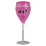 Rosa Vinglas med text Mum Simply the Best 350 ml
