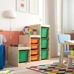 IKEA IKEA TROFAST förvaringskombination med backar, ljus vitbetsad furu ljusorange/klargrön, 94x44x91 cm 94x44x91 cm