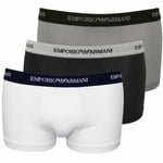 Emporio Armani Stretch Cotton 3-pack Boxer Trunks, Black/grey/white