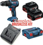 Bosch GSB 18V-55 18V Brushless Combi Drill 2 x 5.0Ah Batteries, Charger & Case