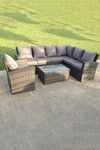 High Back Rattan Corner Sofa Set Oblong Coffee Table Outdoor Furniture with Extra chair