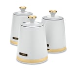 Set of 3 Canisters - Tower T826131WHT Cavaletto Tea/Coffee/ Sugar in Optic White
