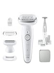 Braun Silk-epil 9 Epilator With Lady Shaver Head & Trimmer Comb, Bikini Trimmer 9-241 3D White/Silver, One Colour, Women