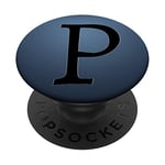 Black Pattern Initial Letter P On Navy Blue PopSockets Swappable PopGrip