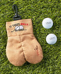 MySack 'It Takes Ball to Golf' Novelty Suede Funny Golf Ball Holder Comes With 2 Free Golf Balls Included | 13cm x 24cm x 4cm