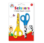 Kids Create Arts and Crafts Animal Printed Scissors, Plastic, Assorted Colour, 2-Piece