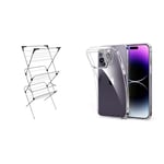 Vileda Sprint 3-Tier Clothes Airer, Indoor Clothes Drying Rack with 15 m Washing Line, Silver & ESR for iPhone 14 Pro Case, Clear Case Comaptible with iPhone 14 Pro