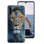Pnakqil Blackview A80 Pro Case Clear Transparent with Pattern Cute Silicone Shockproof Soft Gel TPU Ultra Thin Rubber Protective Back Phone Case Cover for Blackview A80 Pro, Blue Lion
