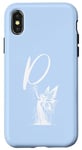 Coque pour iPhone X/XS Monogramme bleu élégant Initiale P Fairy Silhouette Fantasy