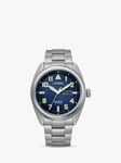 Citizen BM8560-88L Men's Eco-Drive Super Titanium Date Bracelet Strap Watch, Silver/Blue