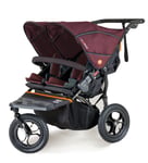 Out n About nipper double pushchair v5 Brambleberry Red with basket & Raincover