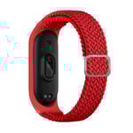 Klockarmband Nylon för Xiaomi Mi Band 3/4/5/6/7/NFC Röd