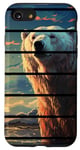 Coque pour iPhone SE (2020) / 7 / 8 Rétro coucher de soleil blanc ours polaire lac artique réaliste anime art