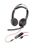 Poly Blackwire 5220 USB-A Headset - Wired, Dual-Ear, Flexible Noise-Canceling Boom Mic - All-Day Ergonomic Design - Connect to PC/Mac, Mobile via USB-A or 3.5 mm - Works w/Teams, Zoom, Plantronics
