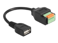 Delock - USB-adapterkabel - USB (hona) till 5-stifts terminalblok - 15 cm - tryckknapp, 2.54 mm pitch, stripped ends - svart/grön