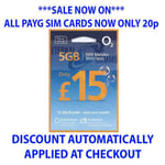 PAYG O2 BIG BUNDLE £15 SIM CARD **NOW ONLY 20p** (DISCOUNT APPLIED AT CHECKOUT)