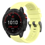For Garmin Fenix 7 Solar / Sapphire Solar Solid Color Black Buckle Silicone Quick Release Watch Band(Yellow)