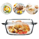 Casserole Dishes with Lids Glass 2.8L,Glass Casserole Dishes with Lids and Handles Round Baking Dish,Microwave Fridge Dishwasher Safe