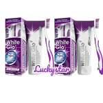 2 x White Glo 2 in 1 Toothpaste With Built in Mouthwash +Toothbrush