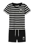 Name It Mini Boys 2 Piece Stripe Tshirt &amp; Short Set - Black, Black, Size Age: 5 Years