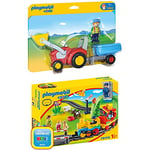 Playmobil - Fermier avec Tracteur et Remorque - 6964 + Train avec Passagers et Circuit - 70179