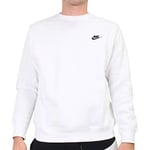 Nike Mens' Nike Sportswear Club Crew Long Sleeved T-Shirt, White/Black,XX-Large