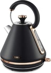Tower T10044RG Cavaletto Pyramid Kettle 1.7L 3KW  Black and Rose Gold  Brand New