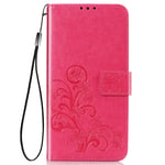 Nokia 2.4 Case Leather, Shockproof Flip Wallet Case Folio Full Protection Flower with Stand Magnetic Closure Silicone Bumper Phone Cover for Nokia 2.4 Case Girls, Hot Pink