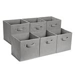 Amazon Basics Collapsible Fabric Storage Cube/Organiser with Handles, Pack of 6, Solid Grey, 33 x 33 x 33 cm