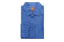 New Hugo BOSS mens blue polka slim long sleeve casual smart suit shirt MEDIUM