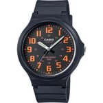 Casio Men's Analogue Orange Number Black Dial Watch MW-240-4BVDF