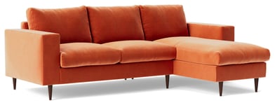 Swoon Evesham Velvet Right Hand Corner Sofa - Burnt Orange 5 Seater