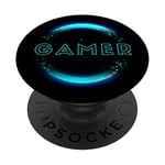 PopSocket PopGrip:Gaming Pop Socket for Phone PopSockets Blue Light Cool Gamer Swappable