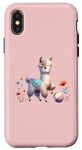 iPhone X/XS Pink Cute Alpaca with Floral Crown and Colorful Ball Case