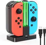 Charging Dock for Joy Con Charger Nintendo Switch with LED Light Black 