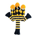 CGBF-3 Pcs Knitted Pom Pom Golf Head Covers Sock Covers 1-3-5 Golf Club Head Covers Set for Golf Dirver/Fairway Wood Golf Club Headcovers,Yellow