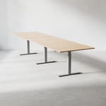 Konferensbord Modul - Höj- och sänkbart, Storlek 360 cm, Färg Ek, Ben Silver
