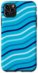 Coque pour iPhone 11 Pro Max Blue Turquoise Sky Curved Lines Diagonal Ocean Wave Pattern