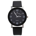 2021 Kvinnor Svart watch Läderband Rostfritt stål Analog Quartz Armbandsur Dam Kvinnliga Casual black