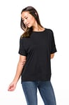 super.natural W Slash Neck T-Shirt en Laine mérinos. Femme, Jet Black, XS