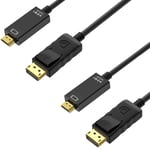 Câble 4K DisplayPort vers HDMI 1,8 mètres uni-directionnel transmission pour Lenonvo HP Dell AMD Asus Nvidia [Lot de 2] Phonillico®