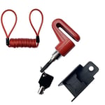 Anti Theft Bike Brake Disc Lock For Motorcycle Scooter Wheel Tyre Lock Small Moto Motorbike Security Bicycle Safety Brake Lock (Color : Red and rope)