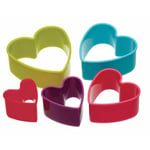 5x Heart Cookie Cutters - KitchenCraft Assorted Size Pastry Children Safe