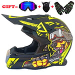 EIEI Adult motocross helmet gift goggles mask gloves moto racing full face helmet for man and woman,B,XL